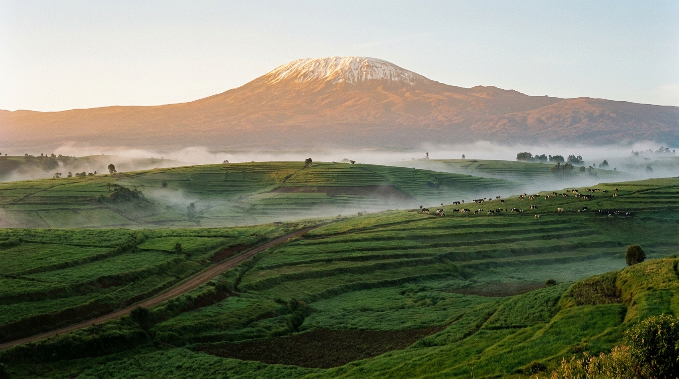 Farmland at sunrise
