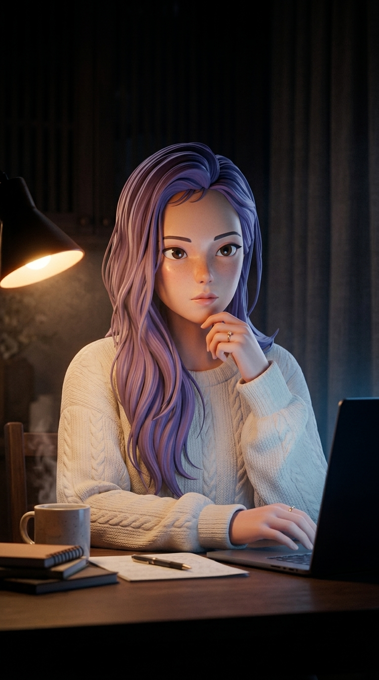 Semi at a late-night desk